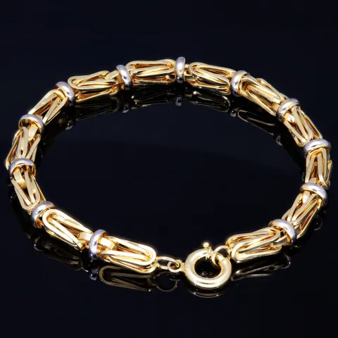 Exklusives Königsarmband in außergewöhnlichem Design in Bicolor Gold 585 14k, 7mm breit, 20cm lang
