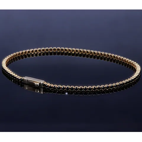 Tennisarmband mit funkelnden schwarzen Zirkonia aus hochwertigem 585 14K Gold in (ca. 17 cm Länge)