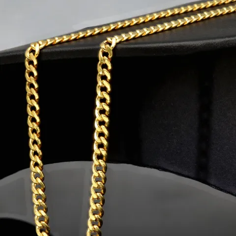 Glänzende Panzerkette aus edlem 585 /14k Gold (ca. 4 mm breit und 51 cm lang)
