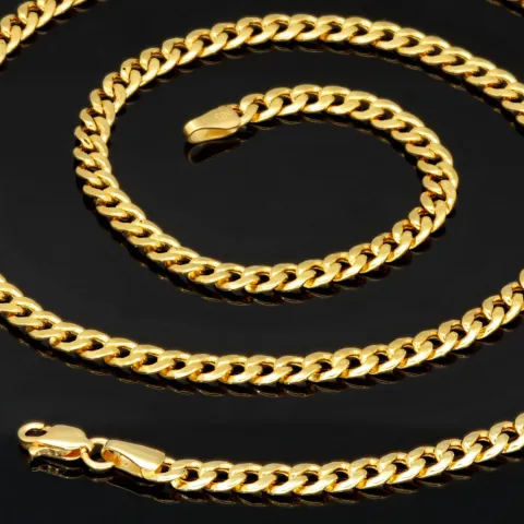 Glänzende Panzerkette aus edlem 585 /14k Gold (ca. 4 mm breit und 51 cm lang)