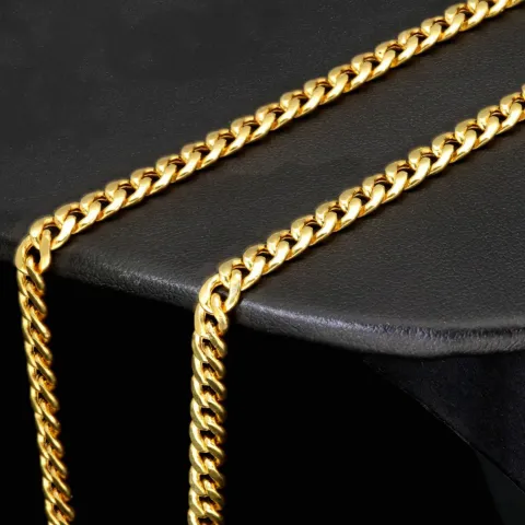 Glänzende Panzerkette aus edlem 585 /14k Gold (ca. 4 mm breit und 51 cm lang)