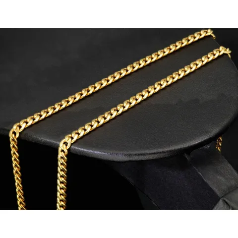 Glänzende Panzerkette aus edlem 585 /14k Gold (ca. 4 mm breit und 51 cm lang)