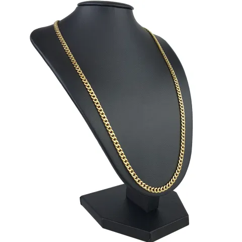 Glänzende Panzerkette aus edlem 585 /14k Gold (ca. 4 mm breit und 51 cm lang)