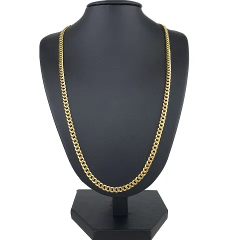 Glänzende Panzerkette aus edlem 585 /14k Gold (ca. 4 mm breit und 51 cm lang)