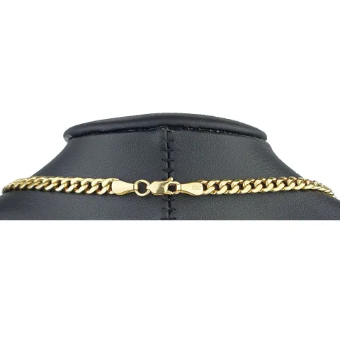 Glänzende Panzerkette aus edlem 585 /14k Gold (ca. 4 mm breit und 51 cm lang)