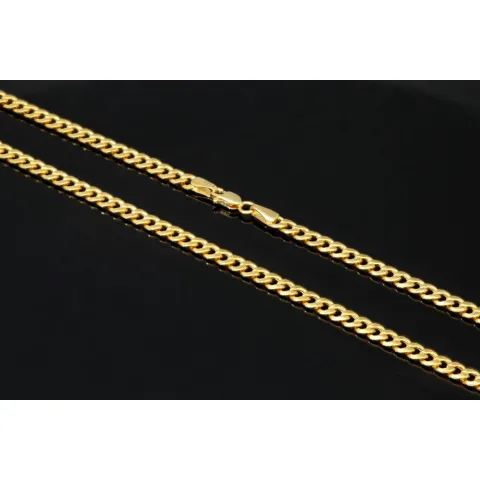 Glänzende Panzerkette aus edlem 585 /14k Gold (ca. 4 mm breit und 51 cm lang)