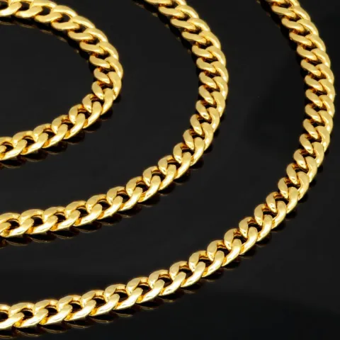 Glänzende Panzerkette aus edlem 585 /14k Gold (ca. 4 mm breit und 51 cm lang)