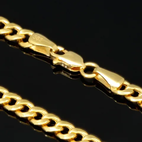 Glänzende Panzerkette aus edlem 585 /14k Gold (ca. 4 mm breit und 51 cm lang)