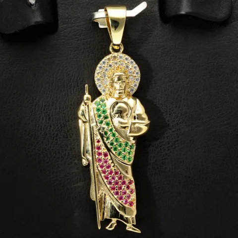 Funkelnder Jesus Christus-Anhänger aus hochwertigem 14k / 585 Gold (Gelbgold) mit Zirkoniabesatz