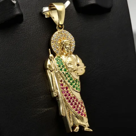 Funkelnder Jesus Christus-Anhänger aus hochwertigem 14k / 585 Gold (Gelbgold) mit Zirkoniabesatz