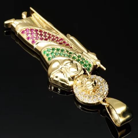 Funkelnder Jesus Christus-Anhänger aus hochwertigem 14k / 585 Gold (Gelbgold) mit Zirkoniabesatz