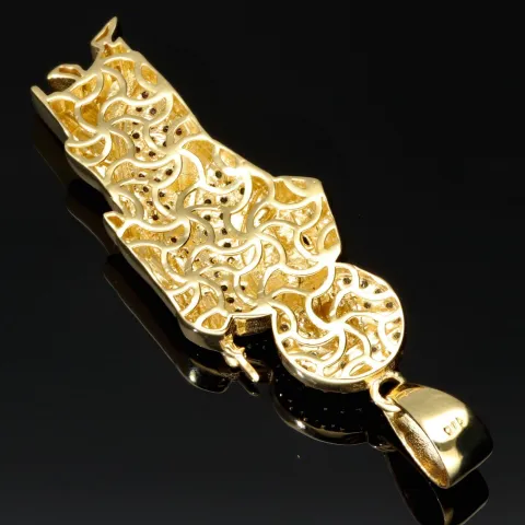 Funkelnder Jesus Christus-Anhänger aus hochwertigem 14k / 585 Gold (Gelbgold) mit Zirkoniabesatz