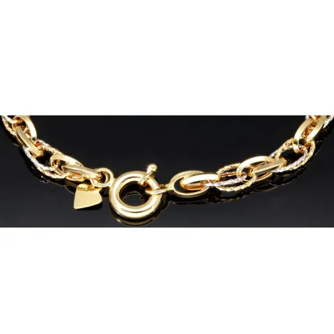 Bicolor Armband aus funkelnden 585 14K Gold in außergewöhnlichem Design in ca. 20,5 cm Länge