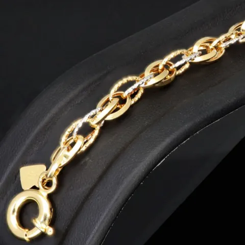 Bicolor Armband aus funkelnden 585 14K Gold in außergewöhnlichem Design in ca. 20,5 cm Länge
