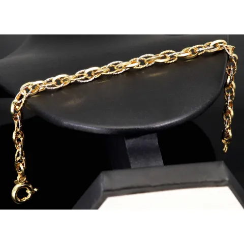 Bicolor Armband aus funkelnden 585 14K Gold in außergewöhnlichem Design in ca. 20,5 cm Länge