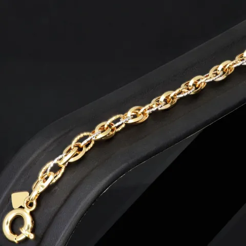 Bicolor Armband aus funkelnden 585 14K Gold in außergewöhnlichem Design in ca. 20,5 cm Länge