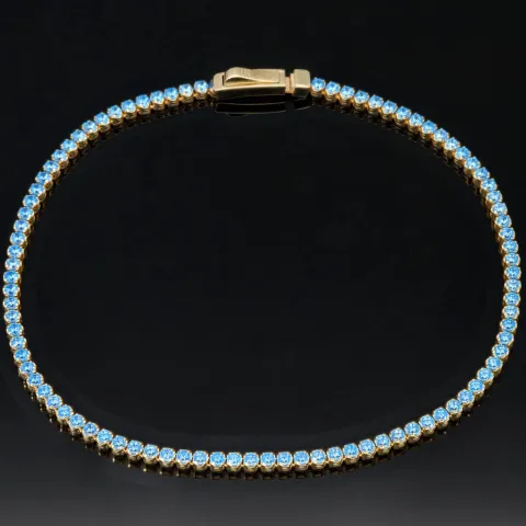 Funkelndes Tennisarmband mit hellblauen Zirkonia aus 585 14K Gold in (ca. 20cm Länge)
