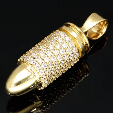 Gold-Anhänger - Patrone aus 14K 585 Gold (Gelbgold) mit Zirkoniabesatz