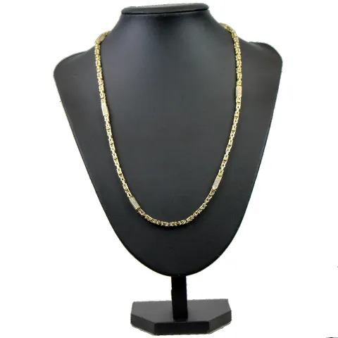 Bling-Bling Königskette mit Zirkoniabesatz aus 14K 585er Gold (Gelbgold) - ca. 60cm, 4,5 mm, 27g