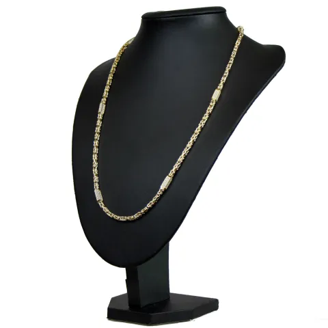 Bling-Bling Königskette mit Zirkoniabesatz aus 14K 585er Gold (Gelbgold) - ca. 65cm, 4,5 mm, 28,1g