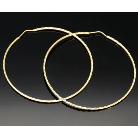 Elegante XL Creolen / Hoops mit diagonalem Muster in 585er 14K Gold (Gelbgold)