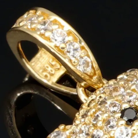 Teddy Bär-Anhänger aus 14K 585 Gelbgold mit glitzernden Zirkonia besetzt