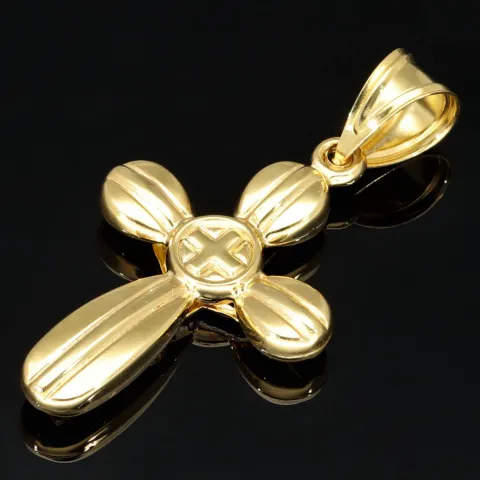 Kruzifix-Kreuz Anhänger - Jesus Christus aus glanzvollem Gold 14k (585) Gelbgold und Weißgold