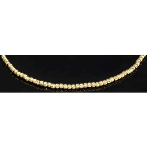 Längenverstellbares Armband, mit vielen kleinen Goldkügelchen bestückt, aus 585 14K Gelbgold in ca. 17,5 - 20 cm Länge