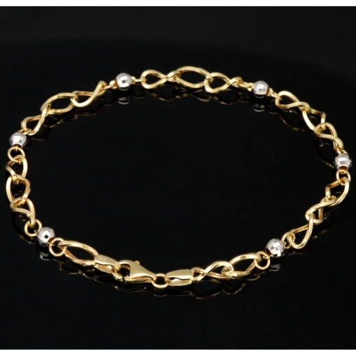 Stilvolles Damen - Armband aus hochwertigem 585 / 14k Bicolor Gold (Gelbgold und Weißgold) ca. 21cm lang