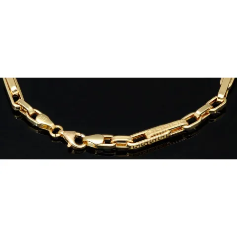 Hochwertig produziertes Ankerarmband aus edlem Gold mit Greco-Design ca. 21cm lang und 3,5mm breit (585 / 14k Gelbgold)