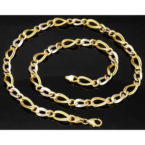 Sehr schöne Goldkette in zeitlosem Design aus 585 / 14K Bicolor Gold (Weißgold und Gelbgold) (ca. 56 cm)