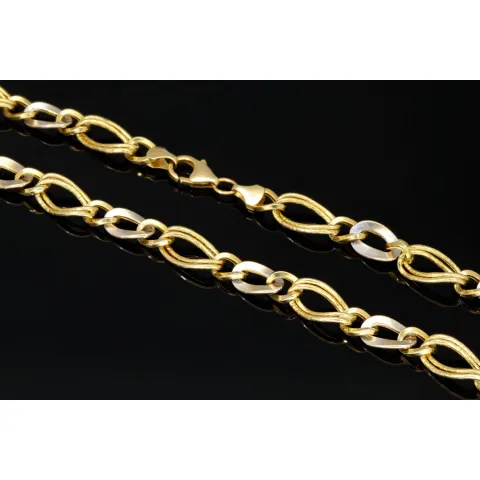 Sehr schöne Goldkette in zeitlosem Design aus 585 / 14K Bicolor Gold (Weißgold und Gelbgold) (ca. 56 cm)