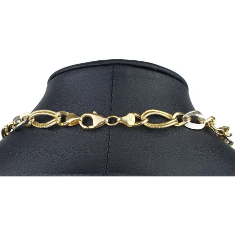 Sehr schöne Goldkette in zeitlosem Design aus 585 / 14K Bicolor Gold (Weißgold und Gelbgold) (ca. 56 cm)