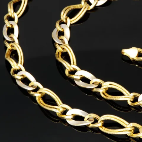 Sehr schöne Goldkette in zeitlosem Design aus 585 / 14K Bicolor Gold (Weißgold und Gelbgold) (ca. 56 cm)