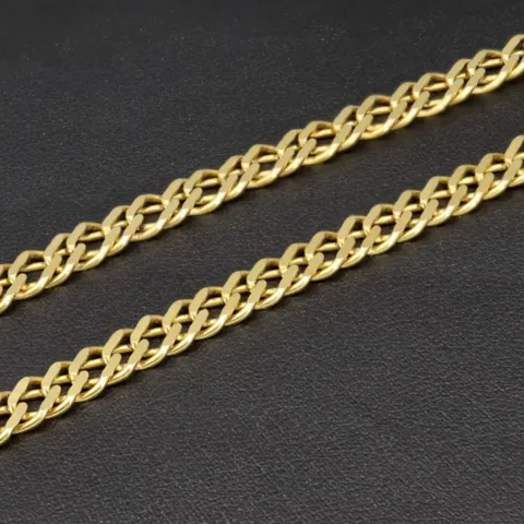 Kurze Zwillings-Panzerkette mit außergewöhnlichen Design aus massivem Gelbgold (8K, 333er Gold) in ca. 5mm, 45cm - mit FBM-Stempel
