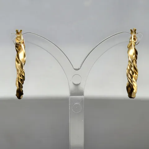 Exquisite Creolen mit Twist - Design aus Gold (585er 14K Gelbgold)