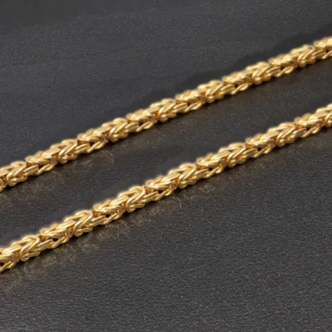 Kurze, hochwertig produzierte Königskette aus edlem 14k / 585 Gold 44cm, 2mm