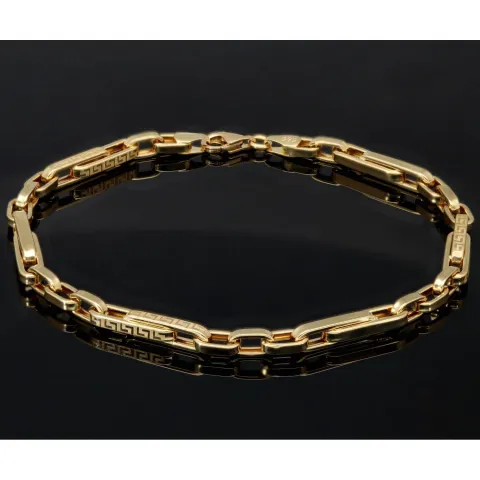 Exquisites Ankerarmband aus funkelndem Gold mit Greco-Design ca. 20cm lang und 4mm breit (585 / 14k Gelbgold)