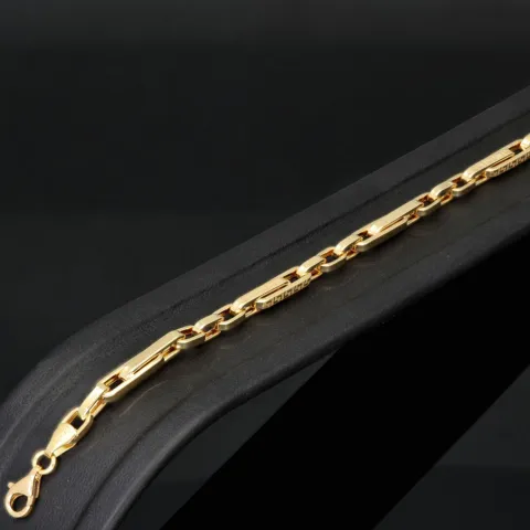 Exquisites Ankerarmband aus funkelndem Gold mit Greco-Design ca. 20cm lang und 4mm breit (585 / 14k Gelbgold)