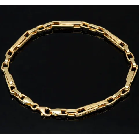 Exquisites Ankerarmband aus funkelndem Gold mit Greco-Design ca. 20cm lang und 4mm breit (585 / 14k Gelbgold)