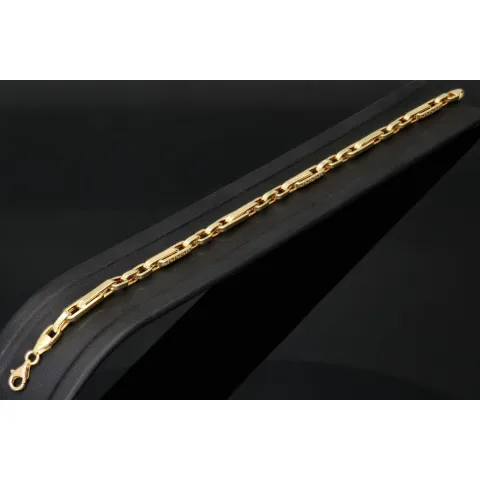 Exquisites Ankerarmband aus funkelndem Gold mit Greco-Design ca. 20cm lang und 4mm breit (585 / 14k Gelbgold)