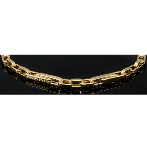 Exquisites Ankerarmband aus funkelndem Gold mit Greco-Design ca. 20cm lang und 4mm breit (585 / 14k Gelbgold)