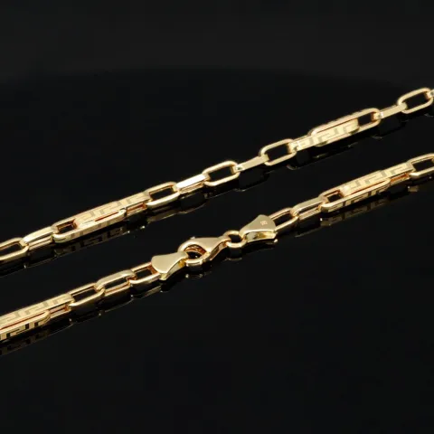 Trendige Ankerkette im Greco-Stil aus edlem Gold (14k 585 Gelbgold)- ca. 60cm lang, 3mm breit