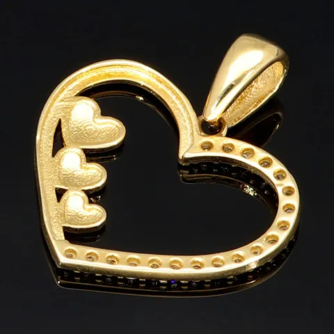 Funkelnder Herz-Anhänger aus edlem Gold (585er 14K Gelbgold) mit Zirkonia