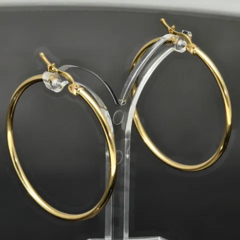 Sehr schöne, große, glänzende polierte Creolen-Ohrschmuck / Ohrringe 585er 14K Gold