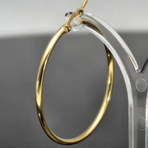 Sehr schöne, große, glänzende polierte Creolen-Ohrschmuck / Ohrringe 585er 14K Gold