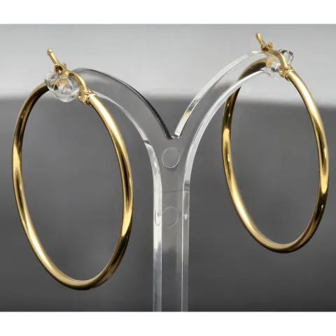Sehr schöne, große, glänzende polierte Creolen-Ohrschmuck / Ohrringe 585er 14K Gold