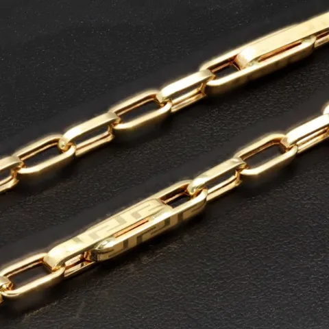 Hochwertig produzierte Ankerkette mit Greco-Design aus Gold (14k 585 Gelbgold)- ca. 55cm, 3mm