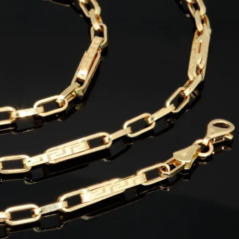 Hochwertig produzierte Ankerkette mit Greco-Design aus Gold (14k 585 Gelbgold)- ca. 55cm, 3mm