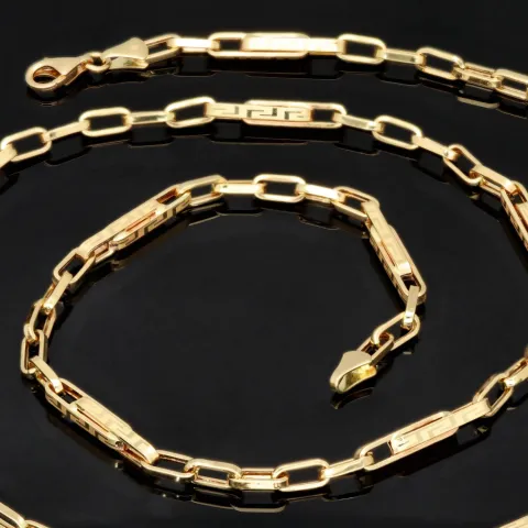 Hochwertig produzierte Ankerkette mit Greco-Design aus Gold (14k 585 Gelbgold)- ca. 55cm, 3mm